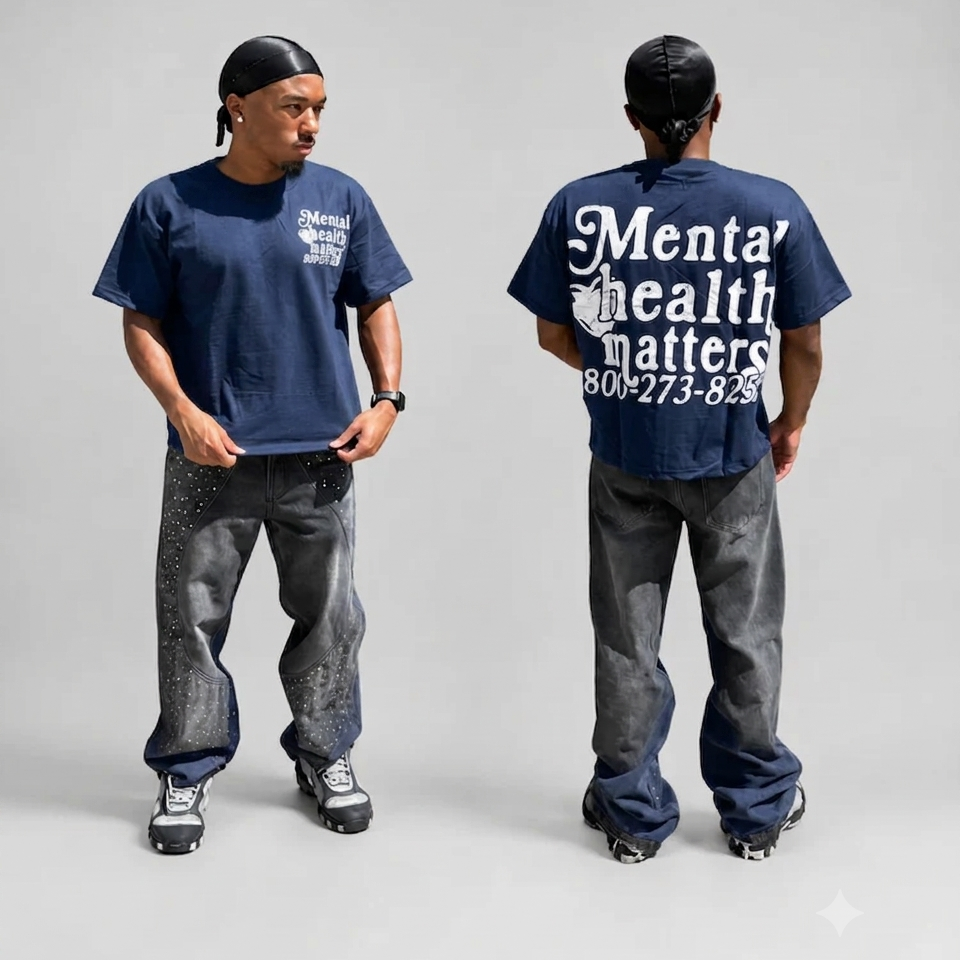 Double Mental Health Matters Tee – Front and Back Print Mindful Affirmation Unisex Graphic T-Shirt