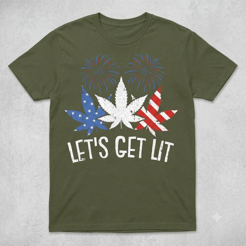 Star-Spangled Stoner 4th of July T-Shirt – Funny Weed Leaf Patriotic Independence Day Graphic Tee
