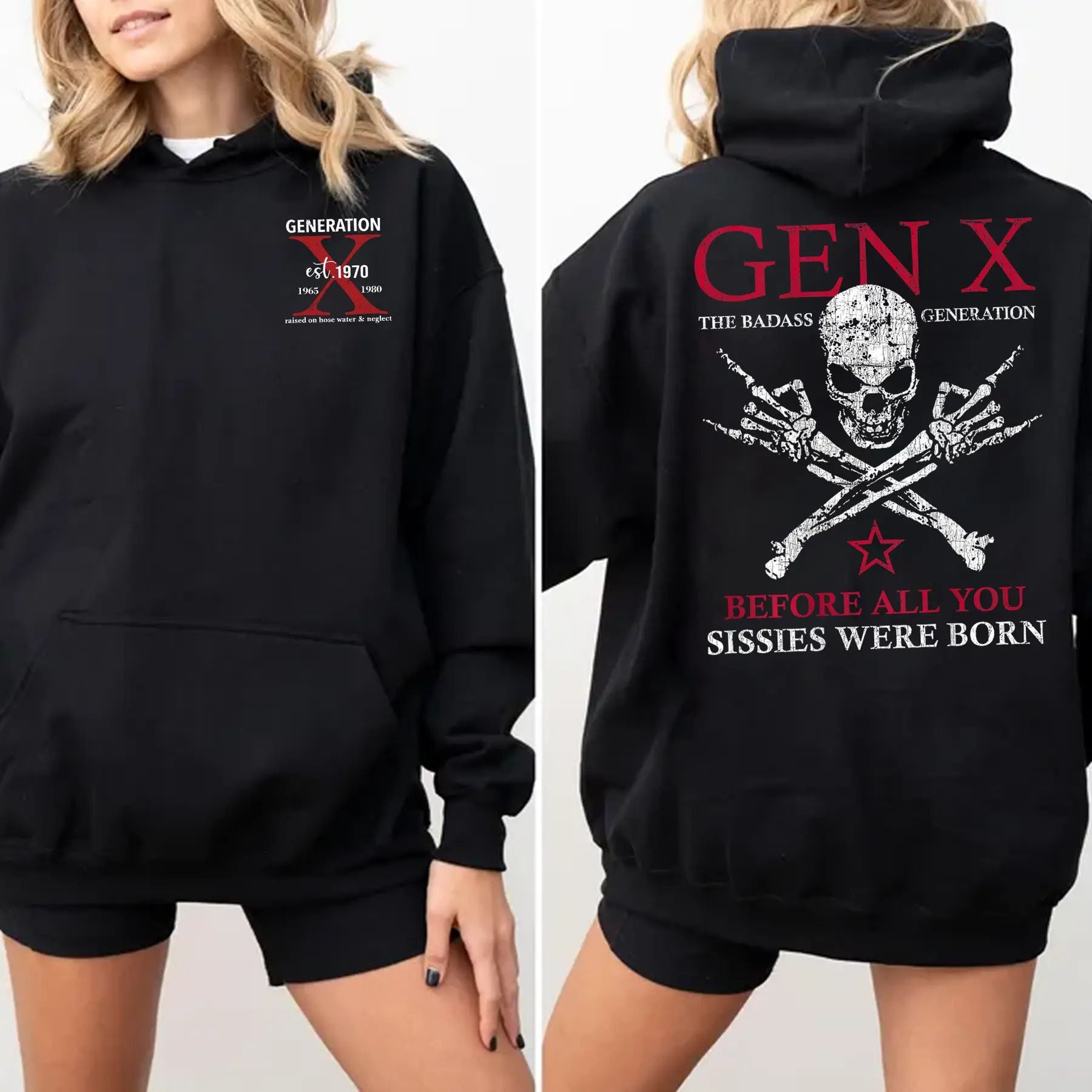Pasimax Gen X Custom Year Hoodie – Badass Generation FAFOT Pullover, 100% Cotton, Unisex Comfort Womenswear Top — main produc