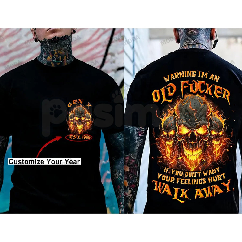 "Gen X: I’m an Old Fucker" Custom Year Skull T-Shirt – Retro Rebellion Aging with Attitude Unisex Graphic Tee