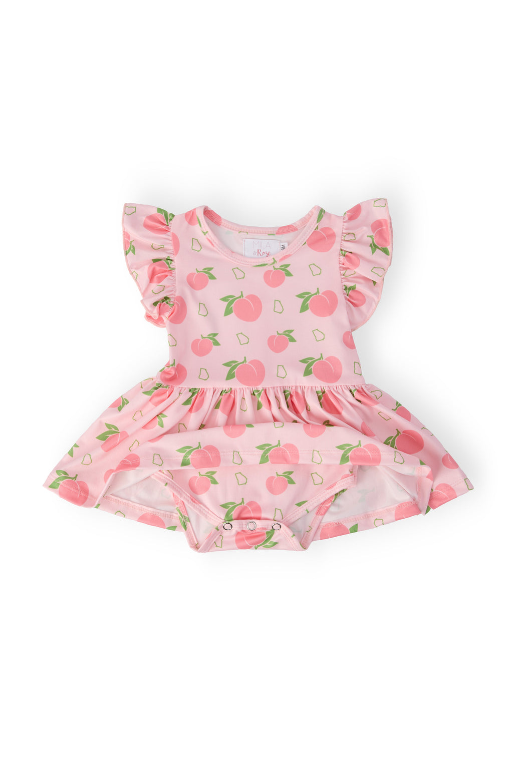 Mila & Rose ® Georgia Peach S/S Flutter Twirl Bodysuit — detail close-up
