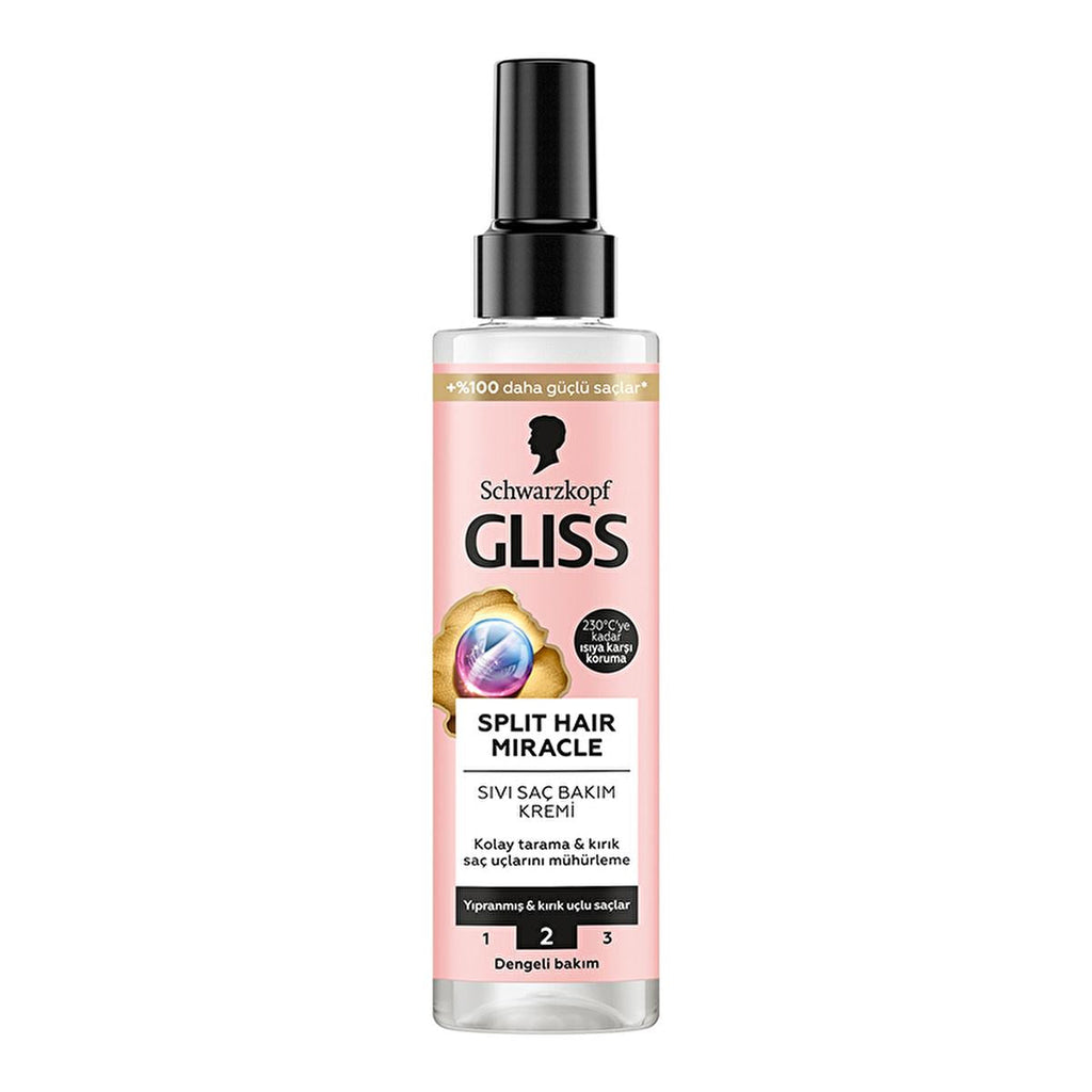Gliss Split Hair Miracle Hair Repair Serum - 200ml, Nourishes & Repairs Damaged Hair with Ionic Complex & Grape Seed Oil