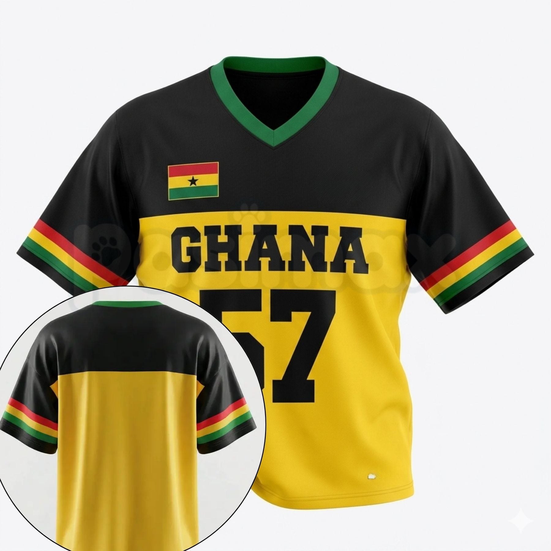 Ghana 57 Number Colorblock Mesh Eye Tee – American Retro Casual Style Sportswear for Men & Women