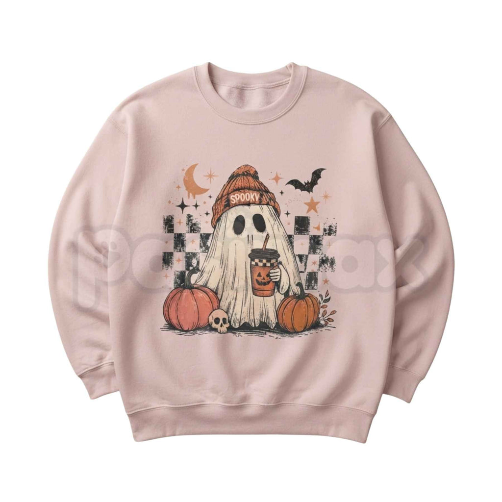 Ghost Checker Graphic Top | Retro Checkerboard Ghost Sweatshirt