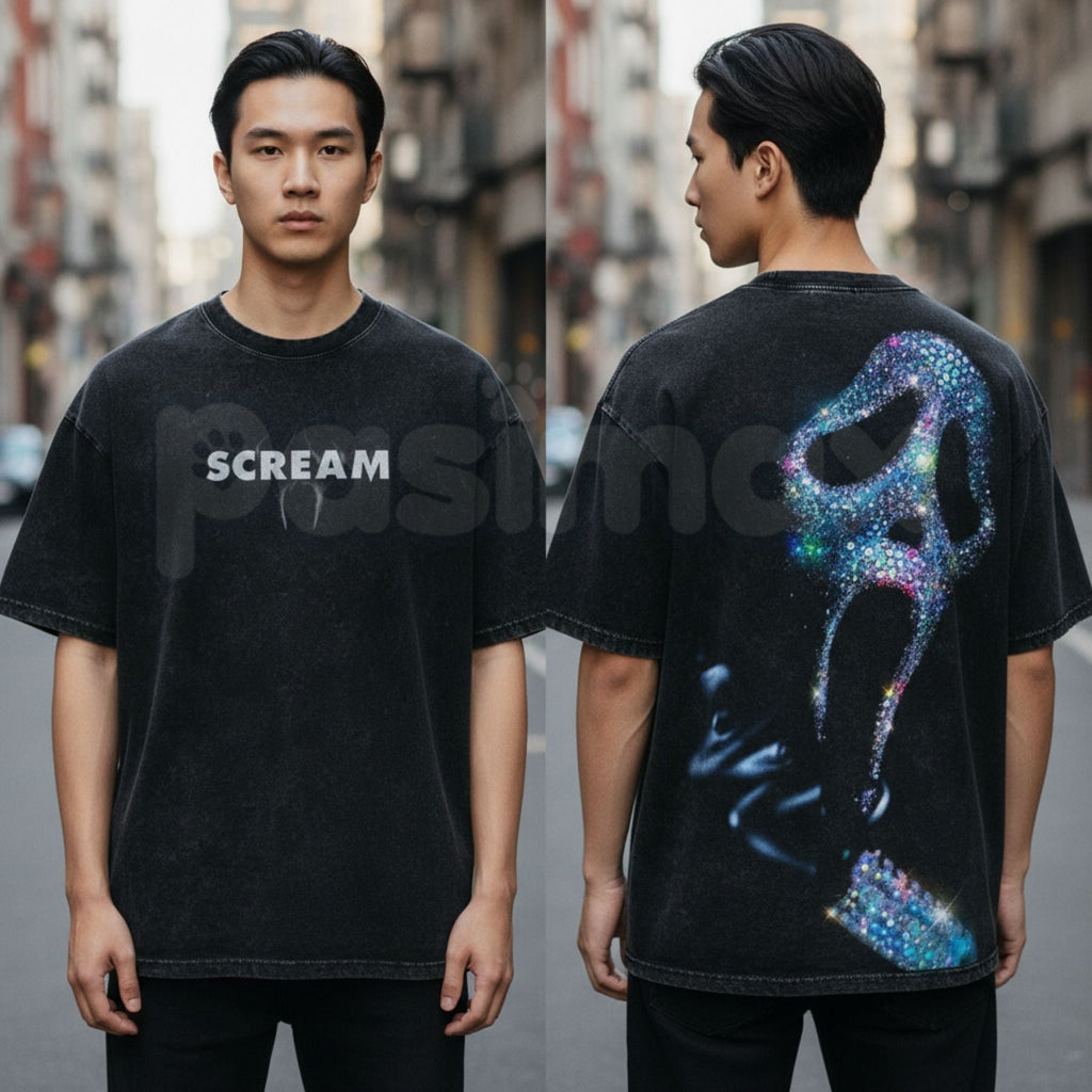 Pasimax Ghostface "Scream" Slasher Streetwear Tee – y2k Vintage Washed Oversized Graphic T-Shirt — main product shot