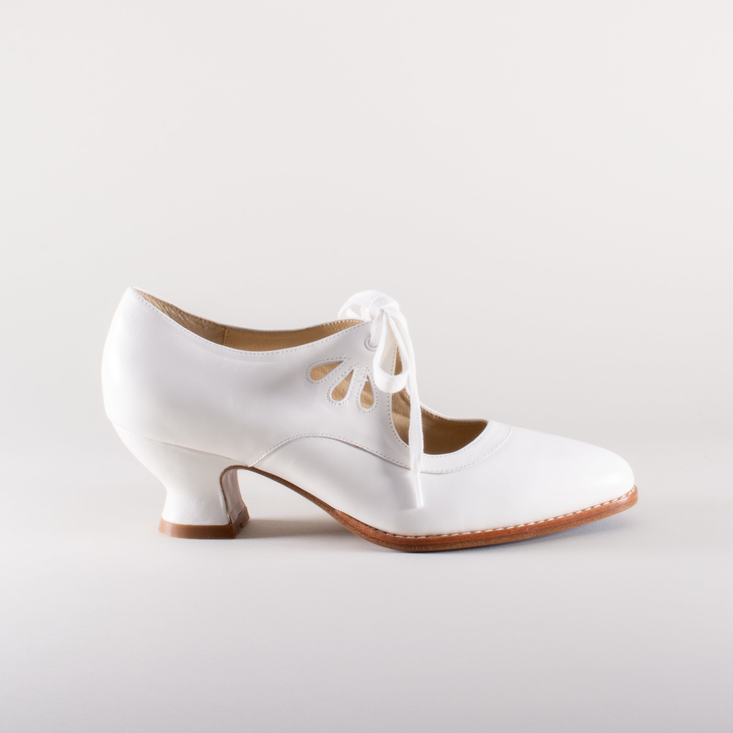 American Duchess Gibson Edwardian Leather Shoes (Soft Ivory) — lifestyle context