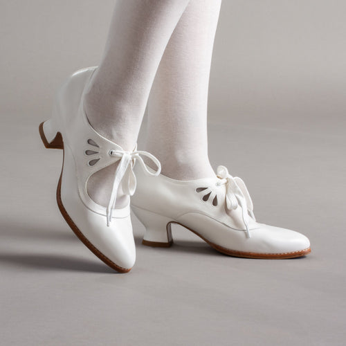 Gibson Edwardian Leather Shoes (Soft Ivory) — historical footwear by American Duchess