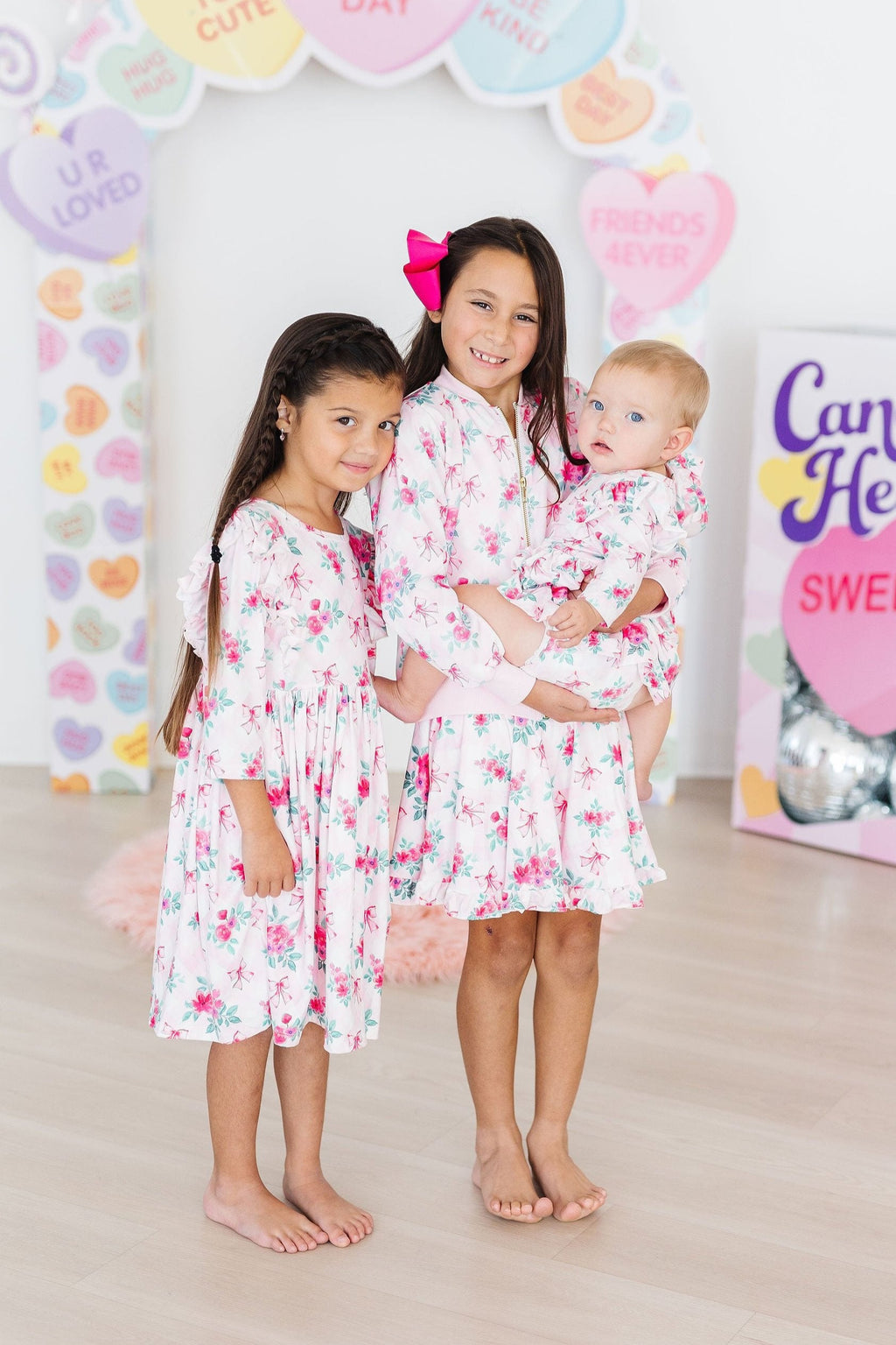 Mila & Rose ® Gingham Bows 3/4 Sleeve Ruffle Twirl Dress — back view
