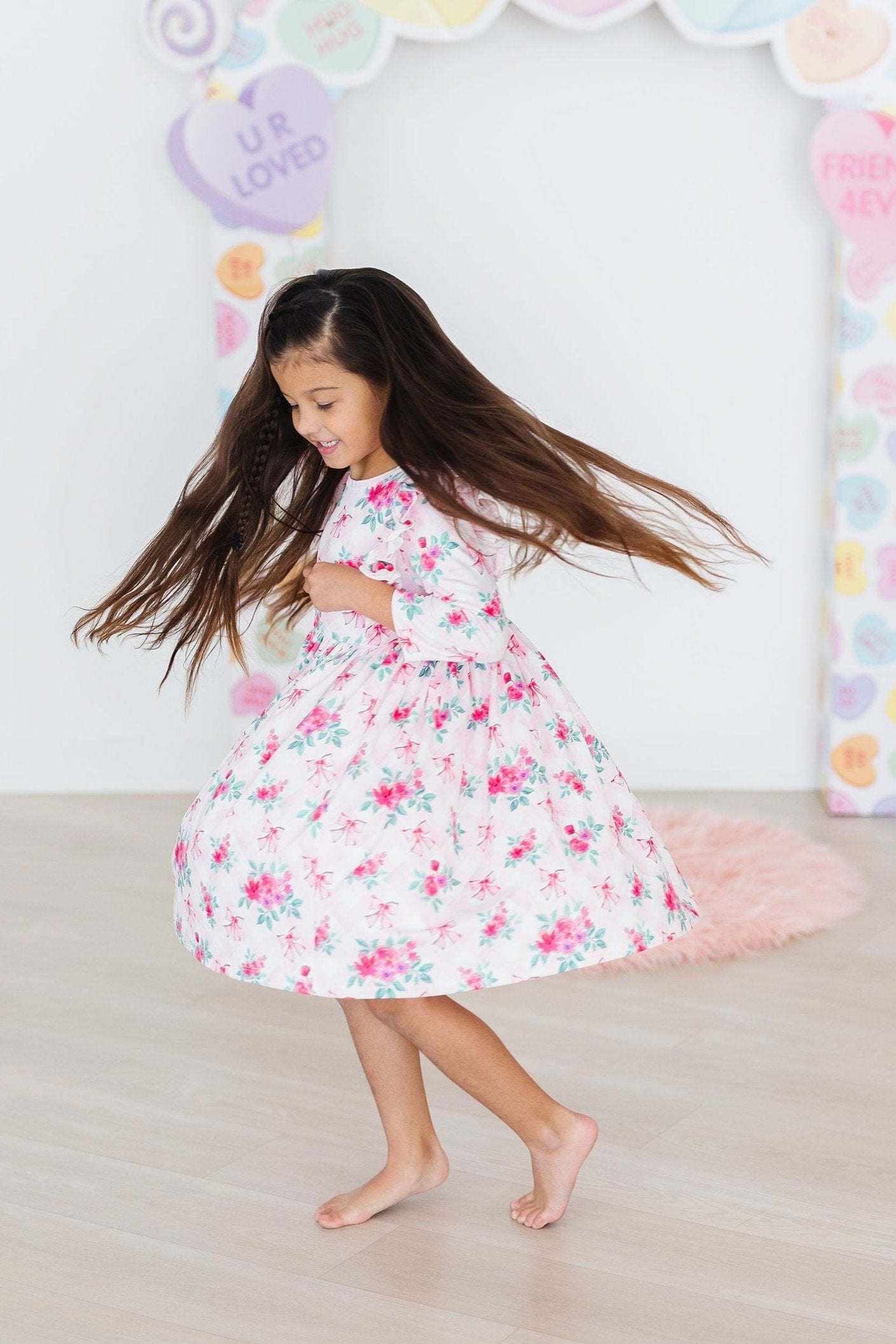 Mila & Rose ® Gingham Bows 3/4 Sleeve Ruffle Twirl Dress — alternative angle