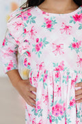 Mila & Rose ® Gingham Bows 3/4 Sleeve Ruffle Twirl Dress — main product shot