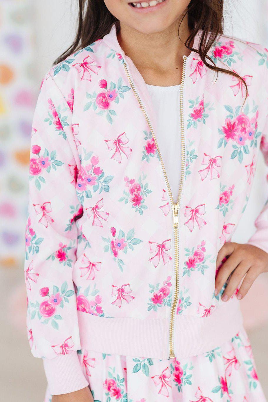 Mila & Rose ® Gingham Bows Satin Jacket — main product shot
