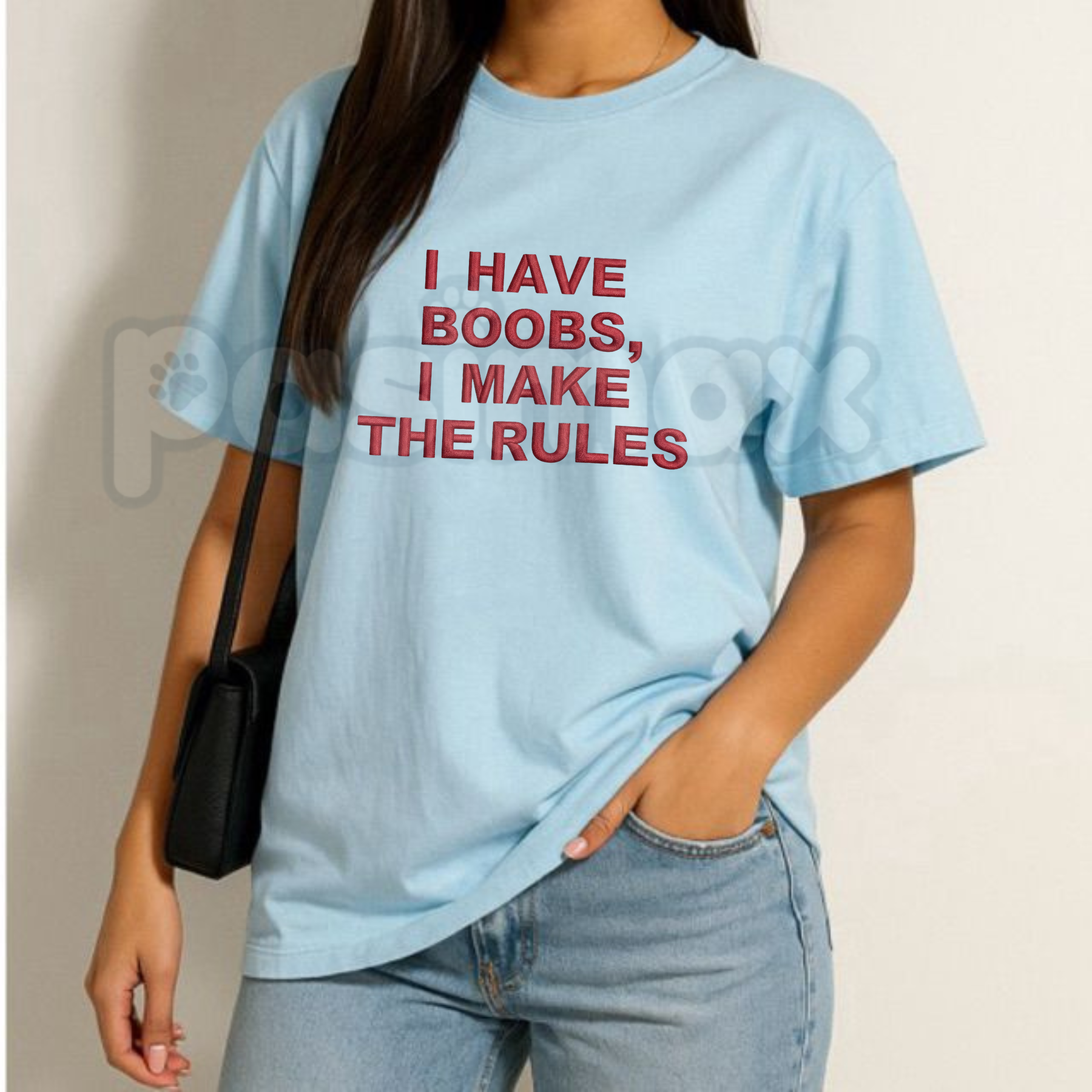 Girl Power "I Have Boobs I Make The Rules" Embroidered Shirt – Funny Slogan Tee, Empowerment Graphic Top