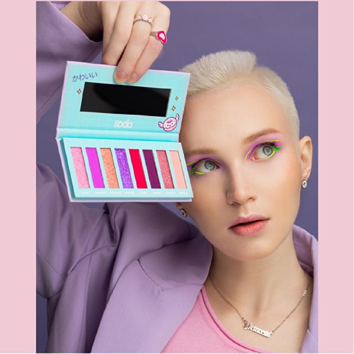 Soda Far Kawaii Eyeshadow Palette: Unleash Vibrant Manga Eyes with Highly Pigmented, Easy-to-Blend Colors