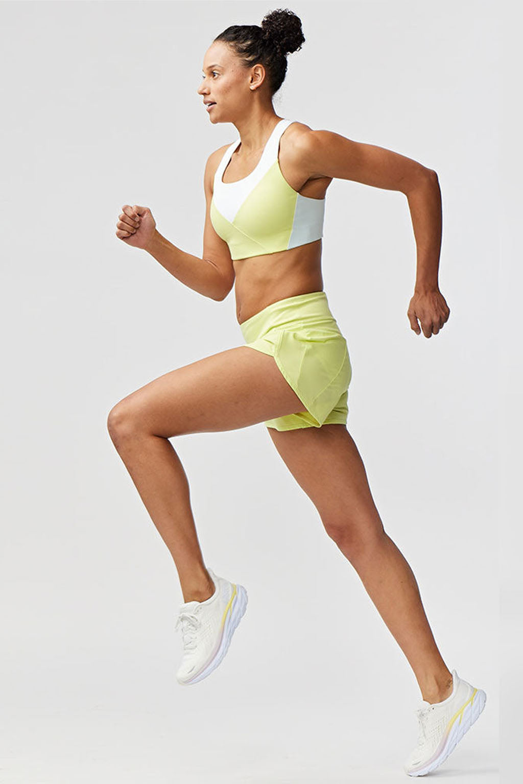 Goal Five Sheva Women's High Rise Running Shorts — flat-lay composition