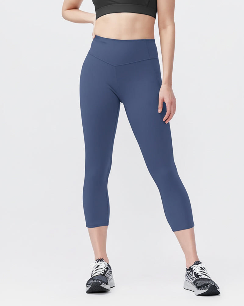 Goal Five Go Again Women's Cropped Leggings Length 21" — flat-lay composition