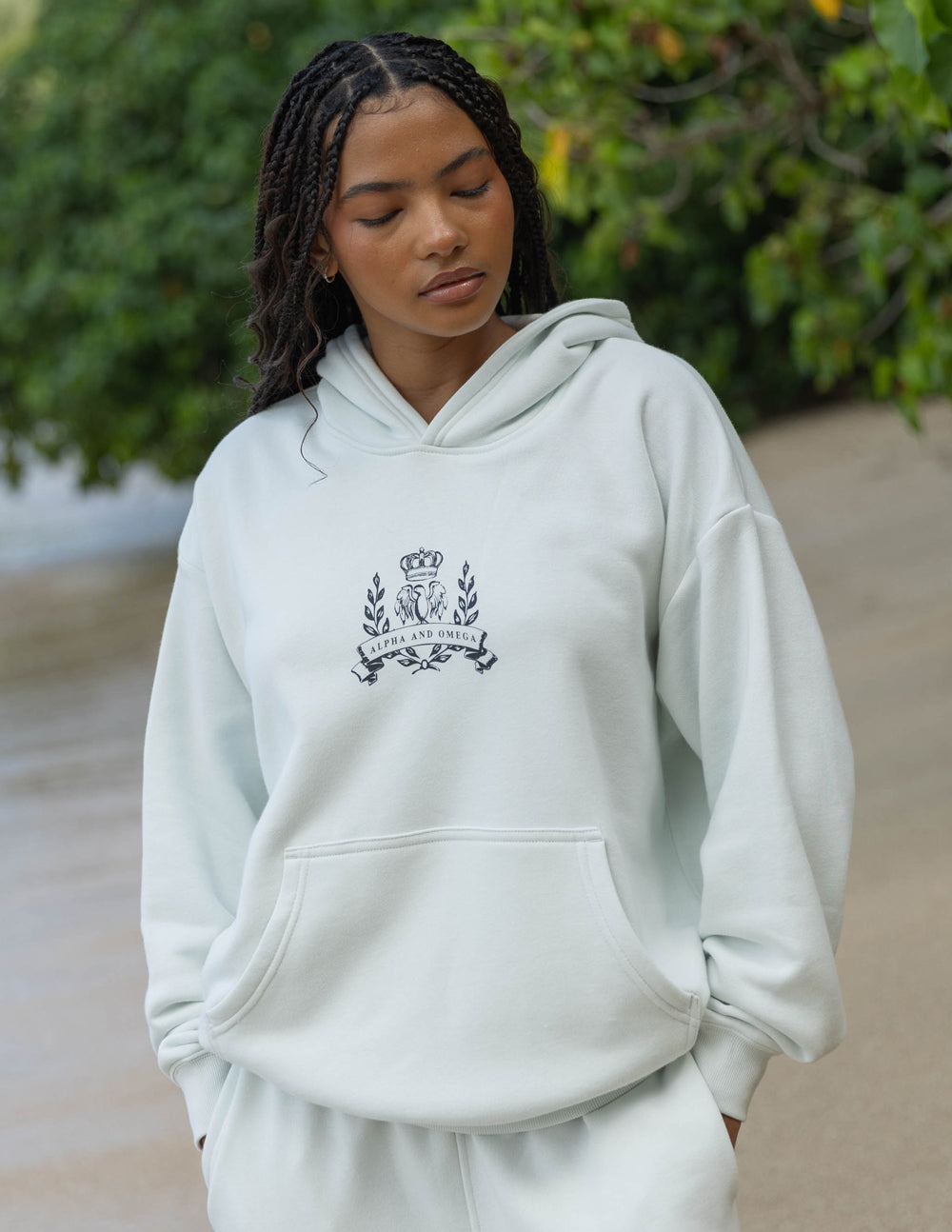 Elevated Faith God First Unisex Hoodie — detail close-up
