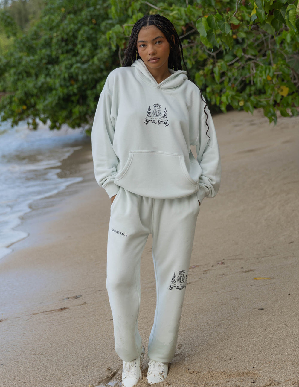 Elevated Faith God First Unisex Hoodie — lifestyle context