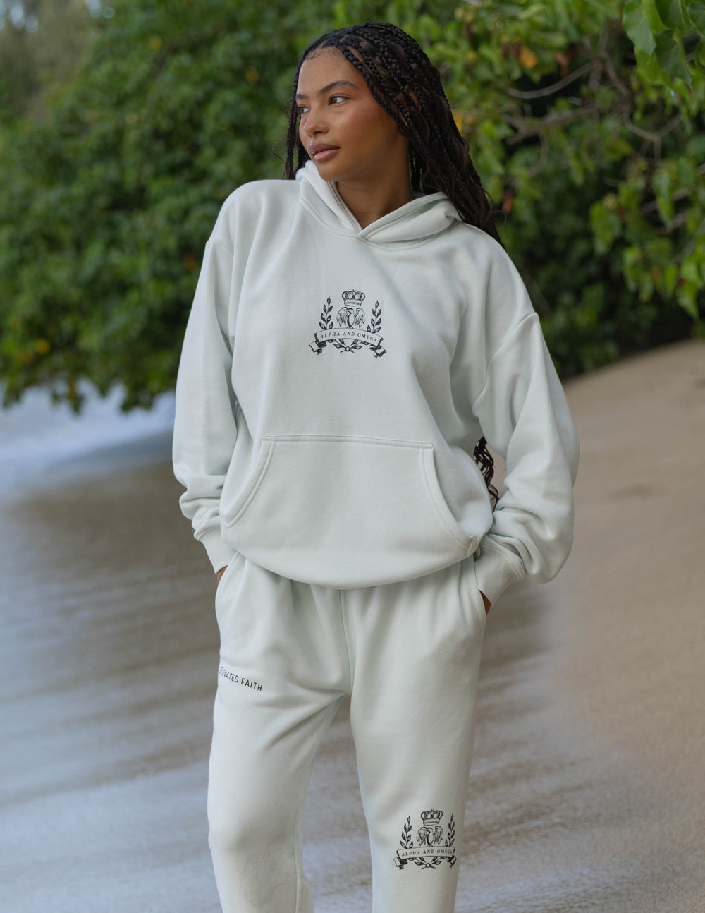 Elevated Faith God First Unisex Sweatpant — Elevated Faith branding close-up