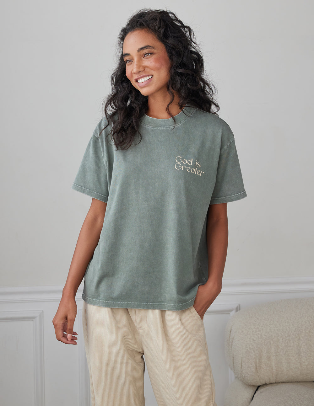 Elevated Faith God Is Greater Unisex Tee — detail shot 6