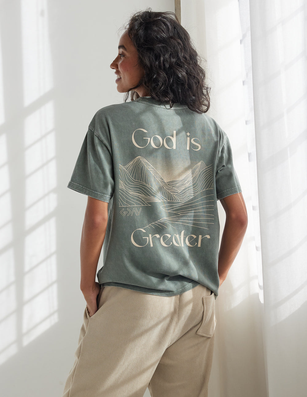 Elevated Faith God Is Greater Unisex Tee — detail shot 7