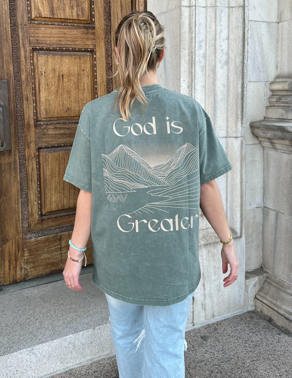 Elevated Faith God Is Greater Unisex Tee — detail shot 9
