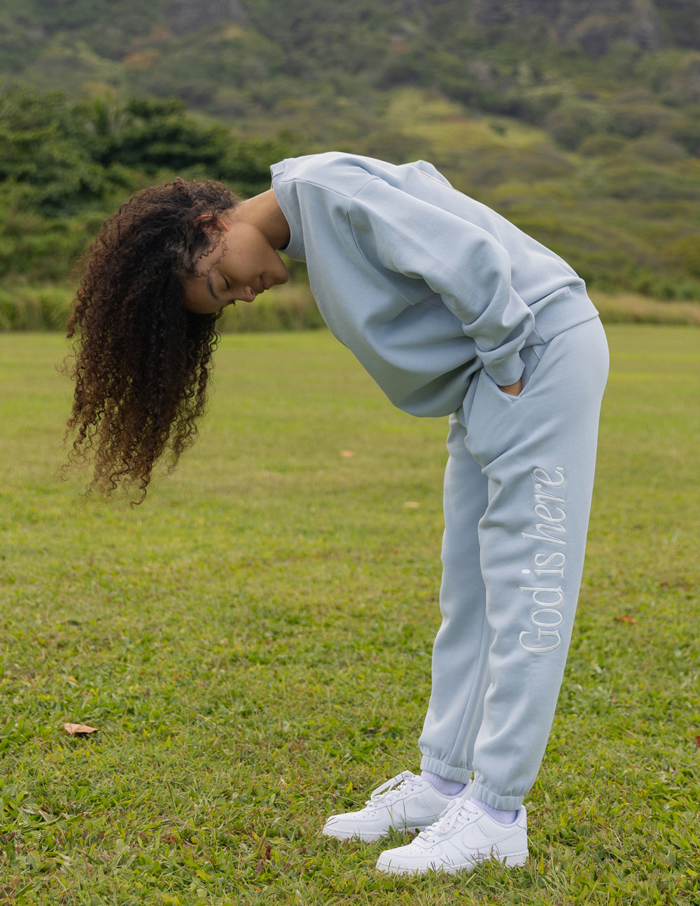 Elevated Faith God Is Here Unisex Sweatpant — construction detail