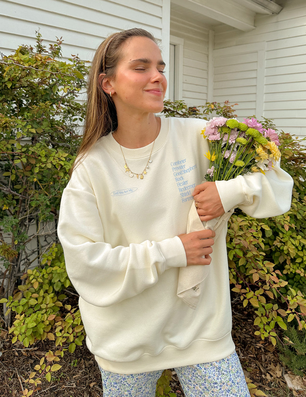 Elevated Faith God Is My Everything Unisex Crewneck — side view