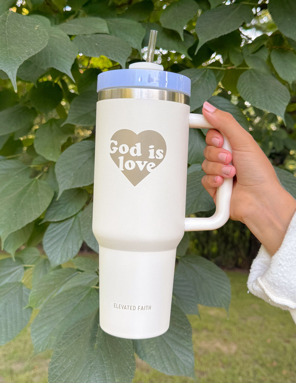 Elevated Faith God is Love 40 oz Tumbler — detail close-up