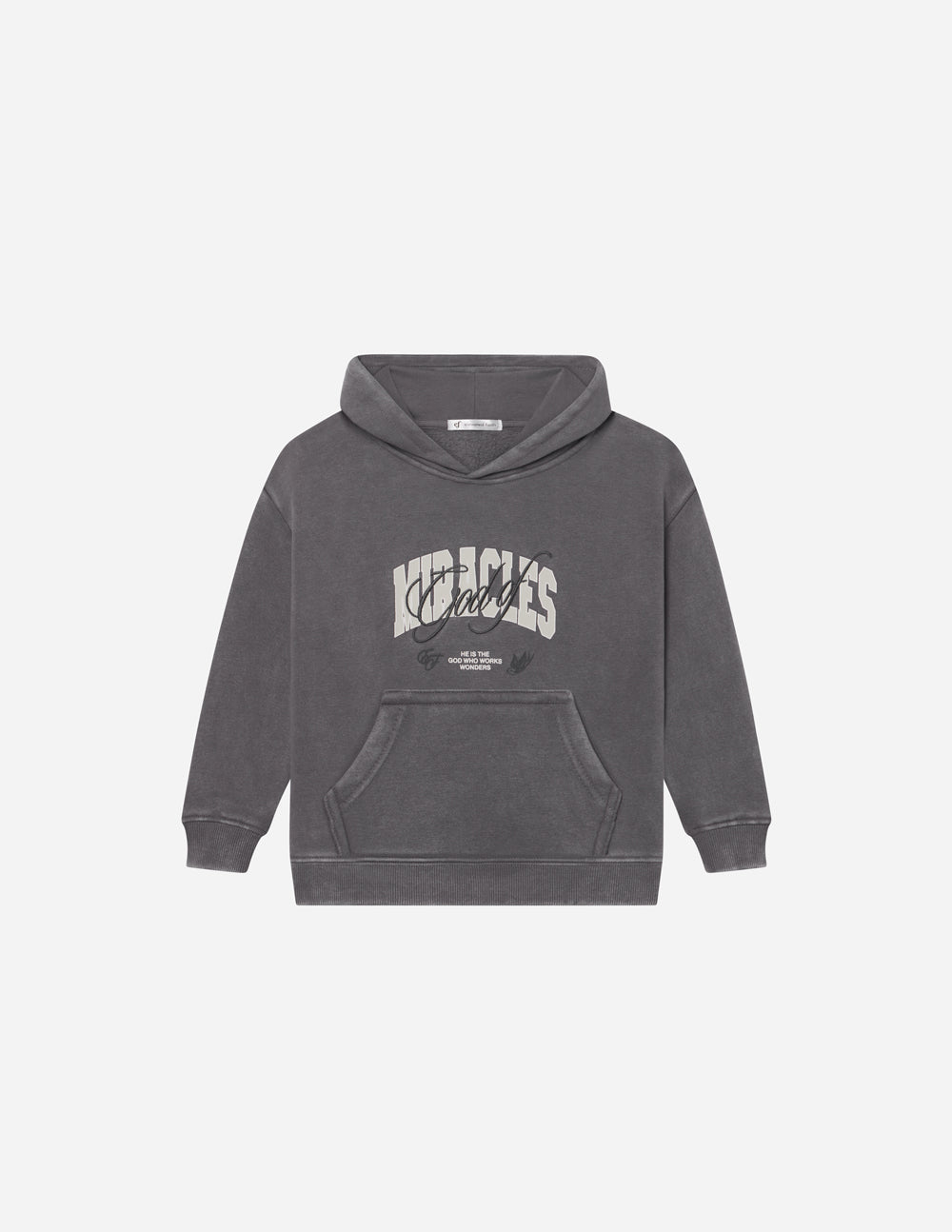 Elevated Faith God of Miracles Kids Hoodie — size reference