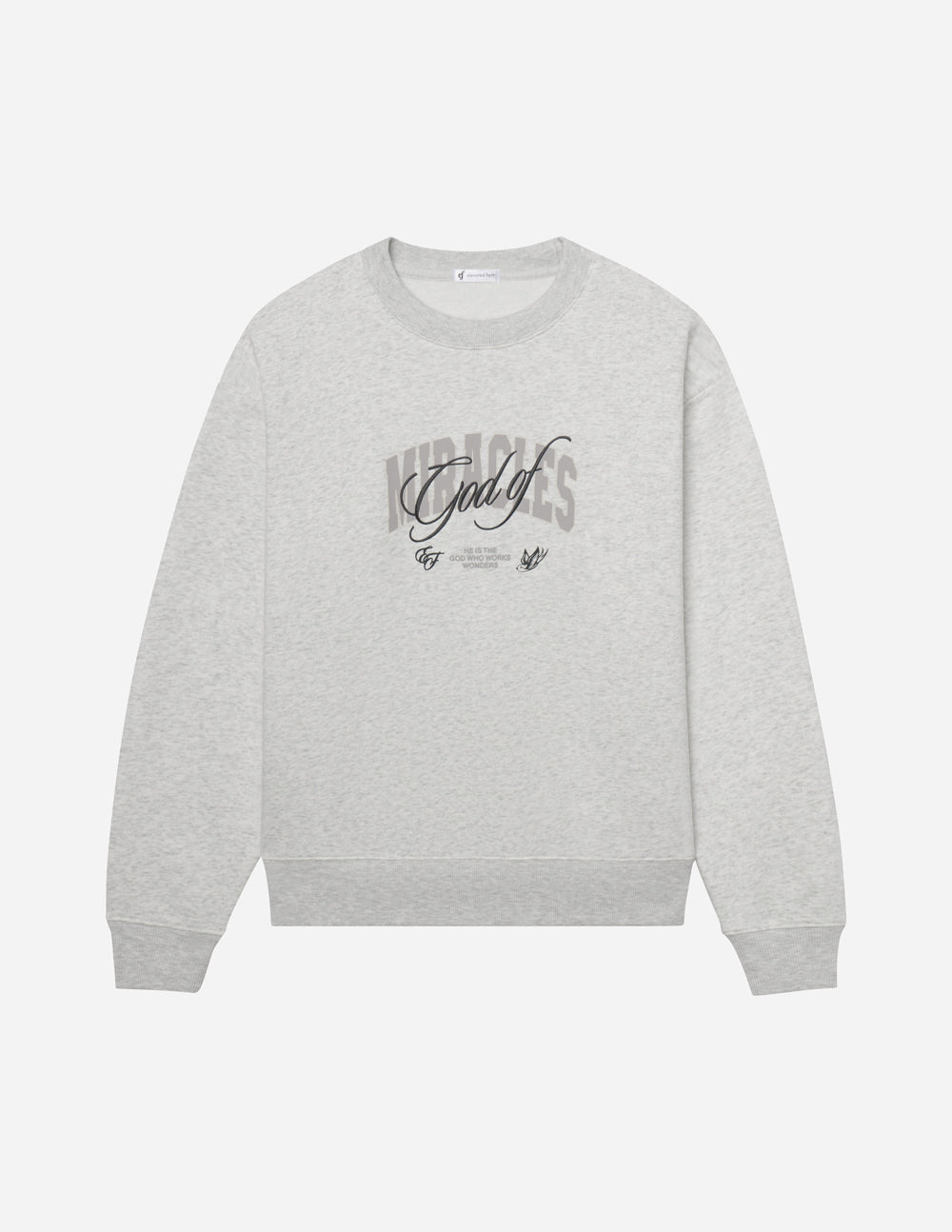 Elevated Faith God of Miracles Unisex Crewneck — comparison shot