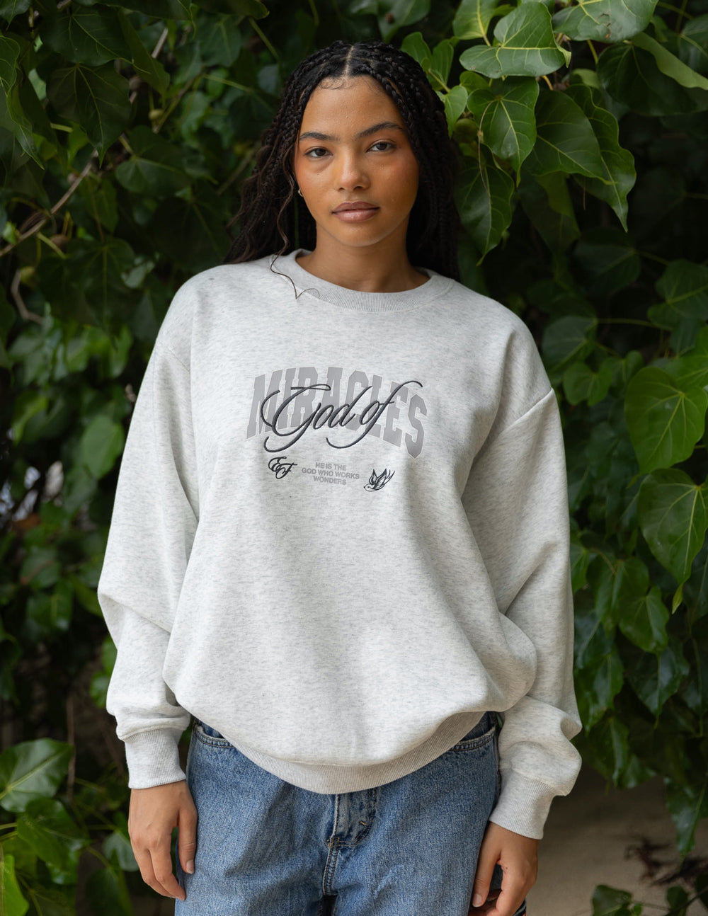 Elevated Faith God of Miracles Unisex Crewneck — back view