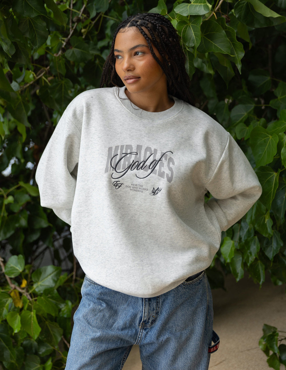 Elevated Faith God of Miracles Unisex Crewneck — alternative angle