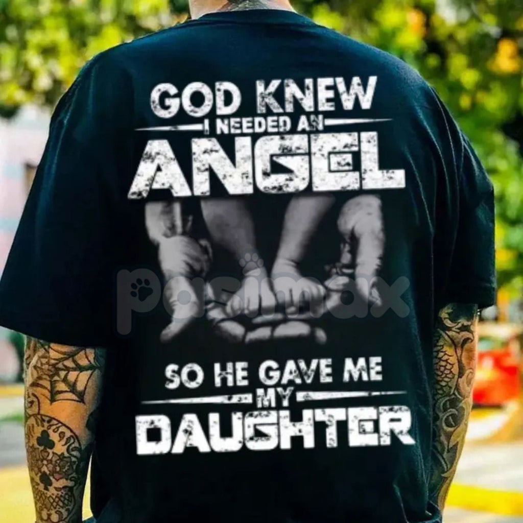 Pasimax "God Knew I Need An Angel" T-Shirt - Inspirational Faith Slogan Tee, Religious Gift for Mom, Unisex Memorial/Baby Ann