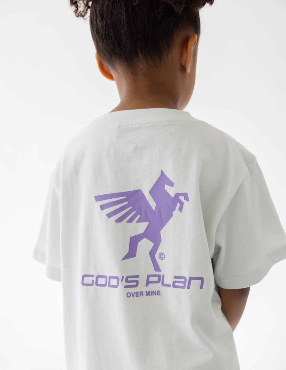 Elevated Faith God's Plan Racing Kids Tee — detail close-up