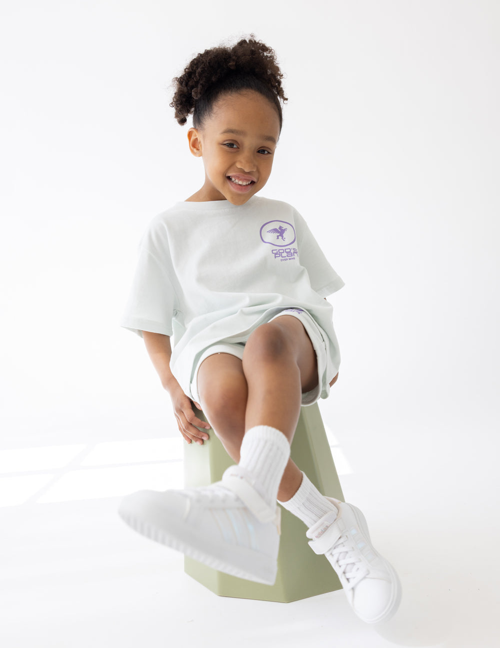 Elevated Faith God's Plan Racing Kids Tee — side view