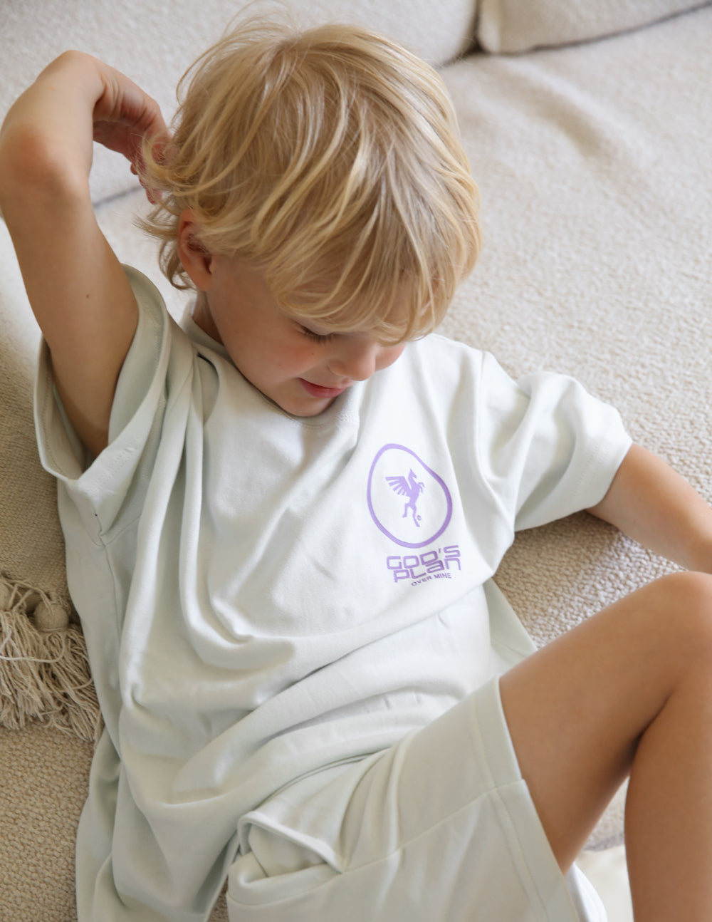 Elevated Faith God's Plan Racing Kids Tee — alternative angle
