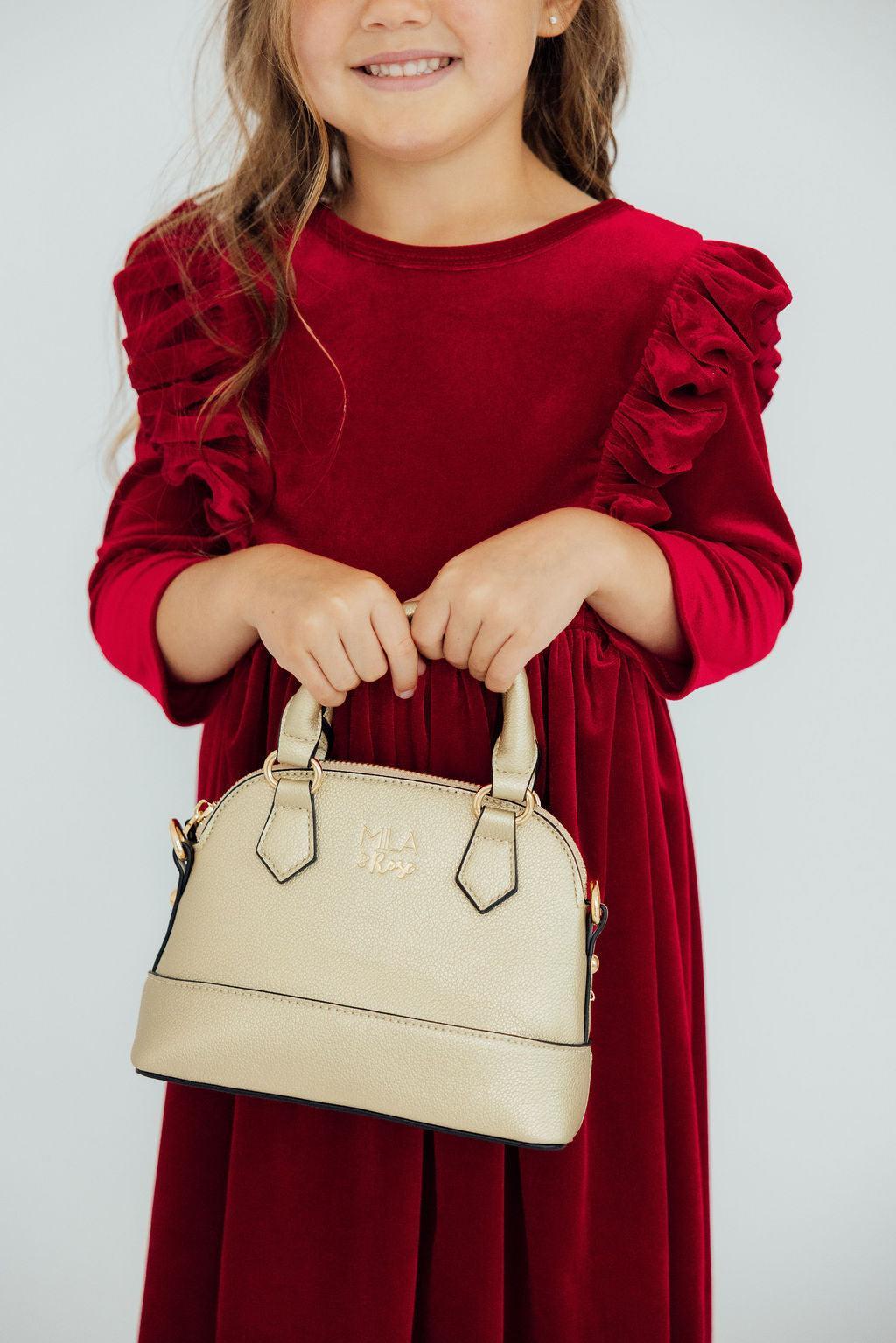 Mila & Rose ® SALE Gold Metallic Girl's Crossbody Purse — lifestyle context