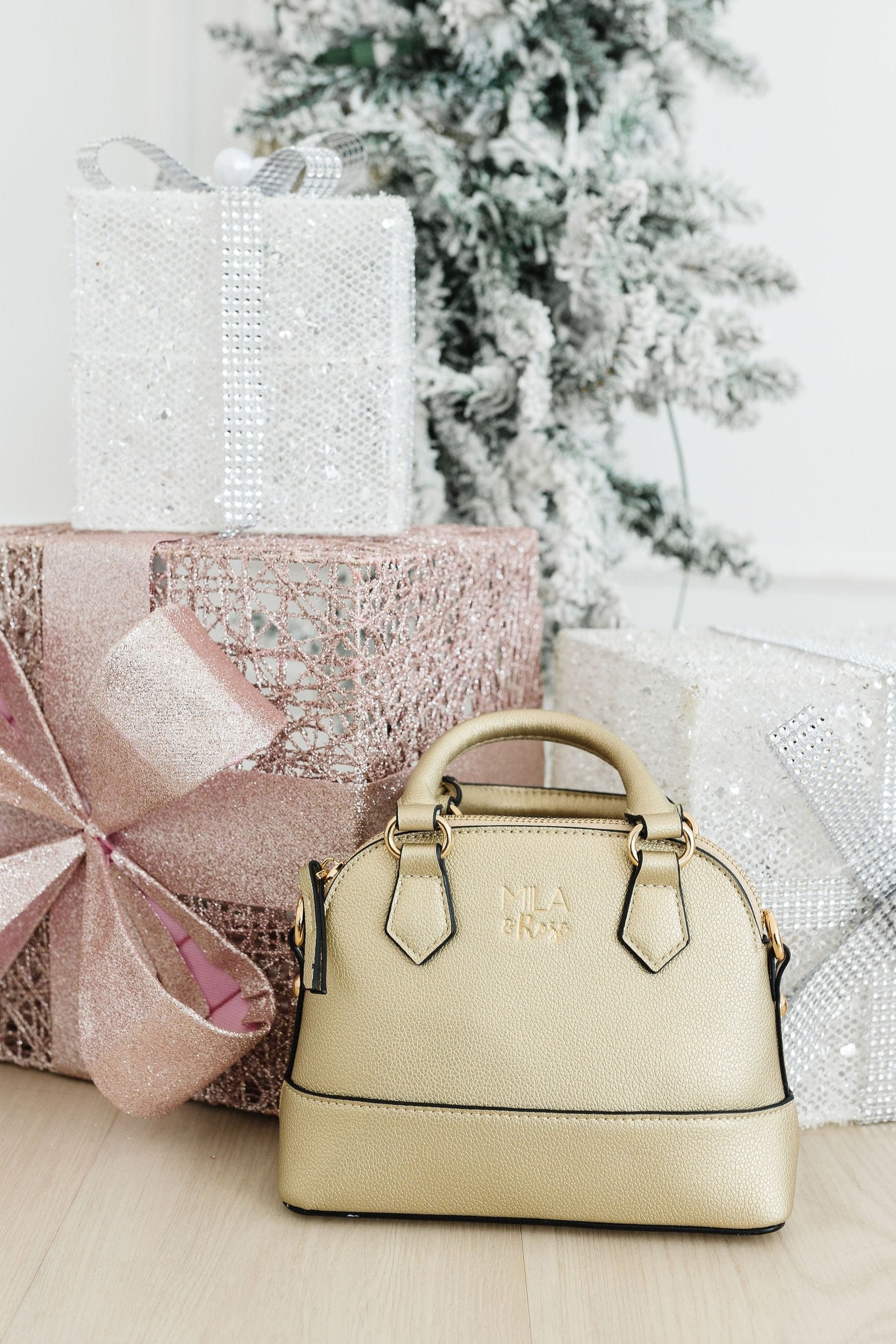 Mila & Rose ® SALE Gold Metallic Girl's Crossbody Purse — side view
