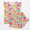 Golden Blooms - Bamboo Flutter Sleeve & Shorts Lounge Set — Charlie's Project Kids bamboo clothing