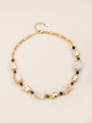 Golden Shell Mix Abalone Shell Beaded Necklace