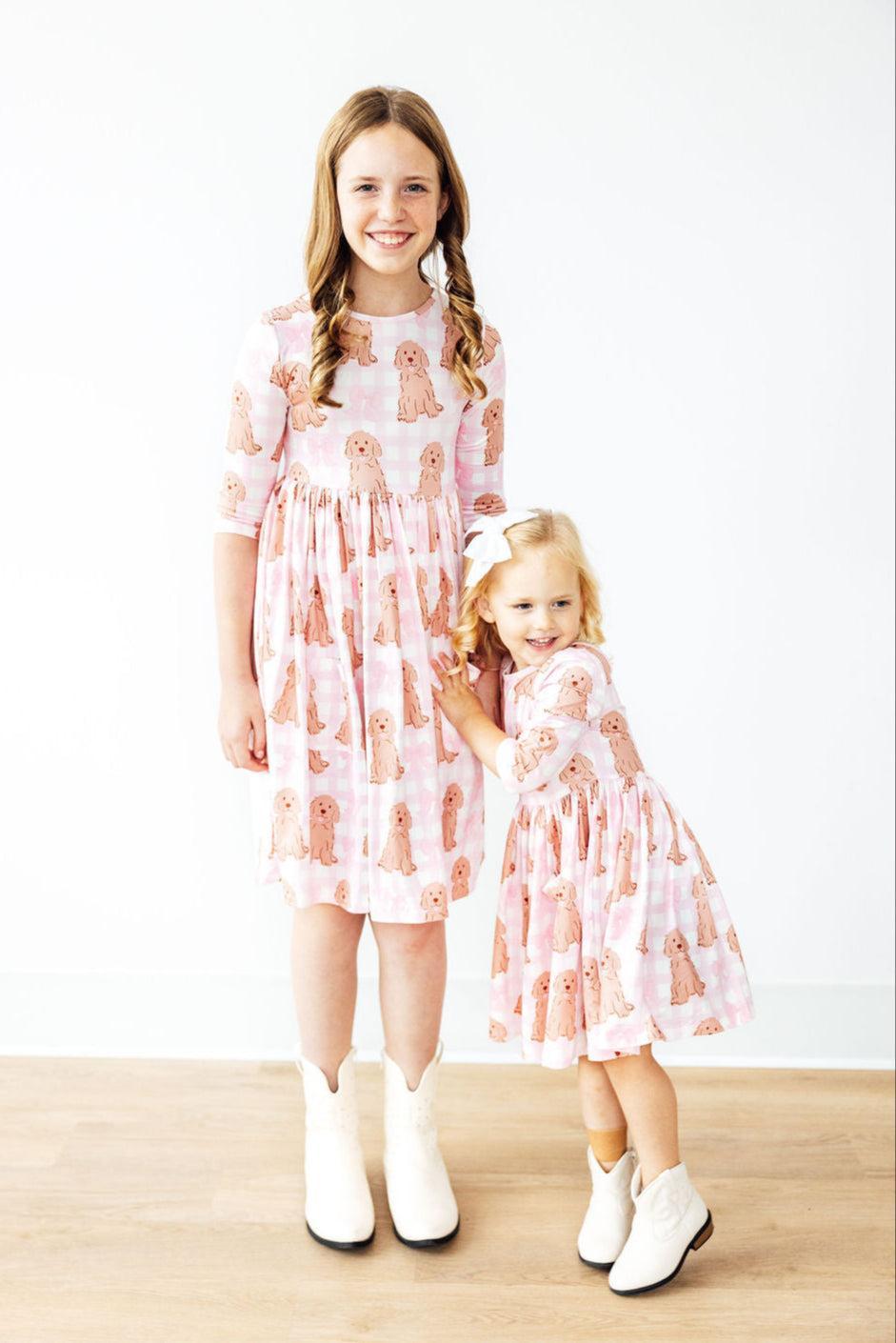 Mila & Rose ® Goldendoodle 3/4 Sleeve Pocket Twirl Dress — side view