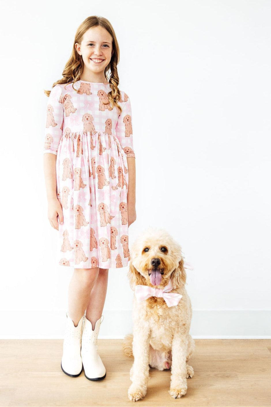 Mila & Rose ® Goldendoodle 3/4 Sleeve Pocket Twirl Dress — main product shot