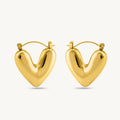 SORI STYLE Golden Puff Heart Hoop Earrings — main product shot