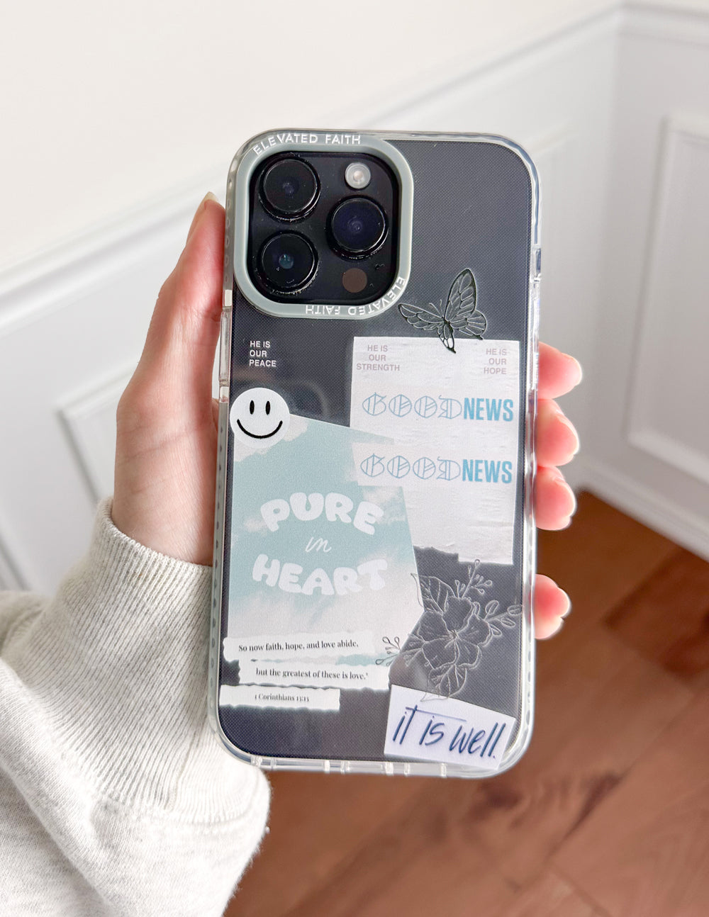 Elevated Faith Good News Phone Case — side view