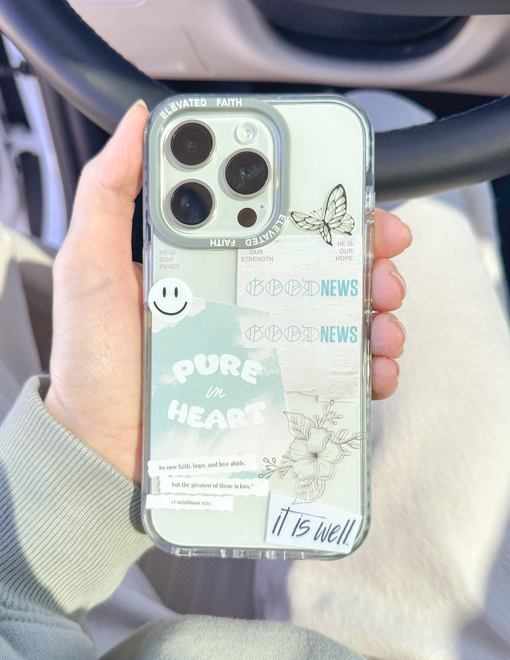 Elevated Faith Good News Phone Case — in-use photo