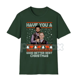 Good Better Best Christmas Football T-Shirt - Funny Ugly Sweater Pattern Tee, Holiday Game Day Apparel, Football Fan Seasonal Graphic Shirt