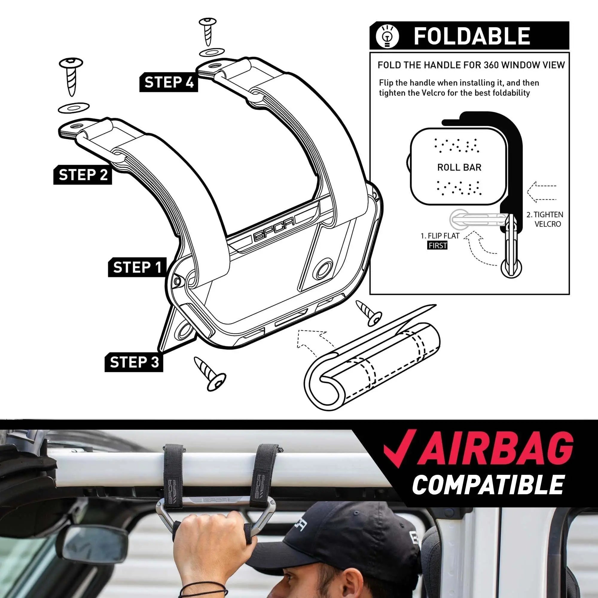 GPCA GP-Grip AIR — Airbag-Safe Handle for Jeep Wrangler (2024+) — color detail