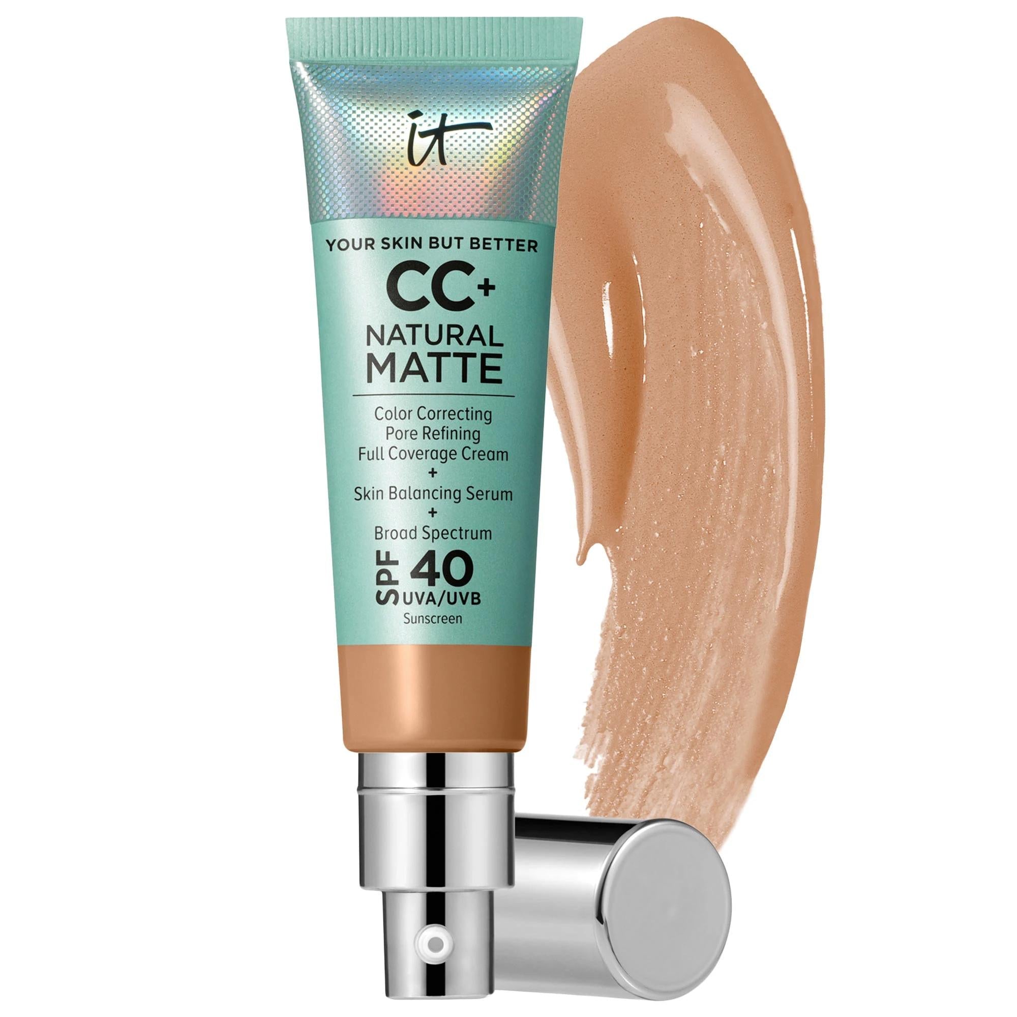CC+ Cream Natural Matte Foundation with SPF 40 by IT Cosmetics - Full Coverage, Vegan, Non-Comedogenic