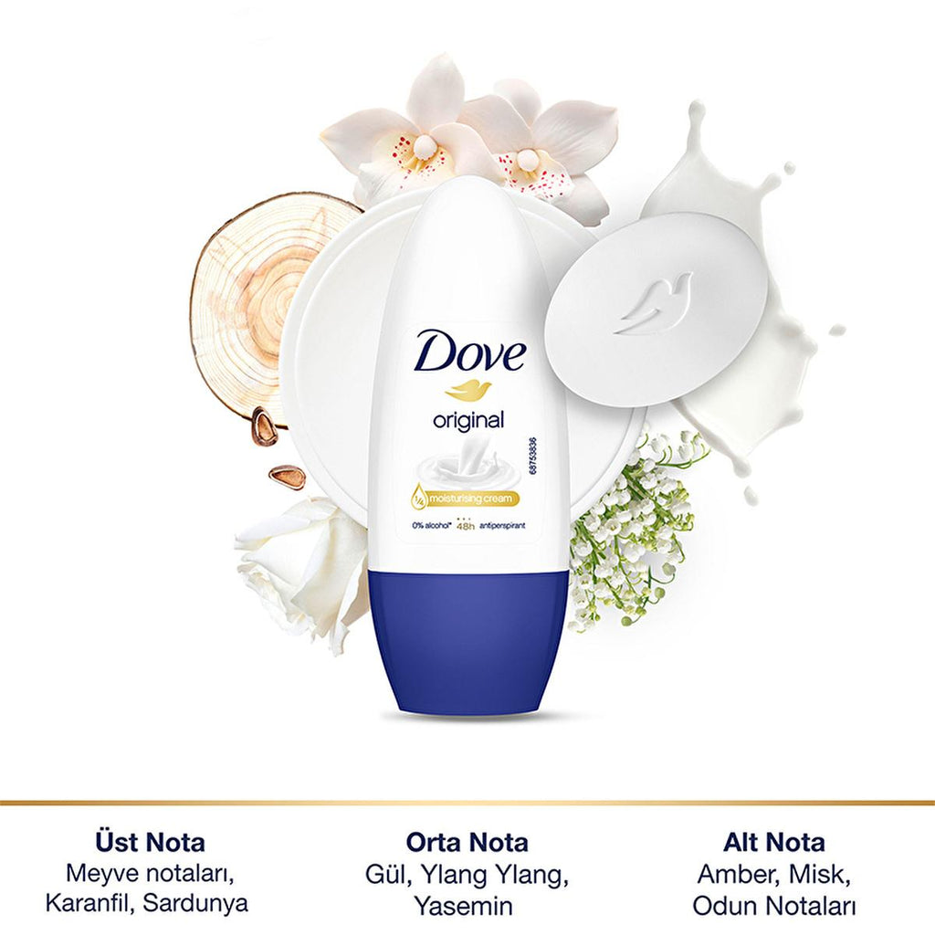 Dove Original: 48-Hour Antiperspirant Roll On Deodorant for Women - Moisturizing, Alcohol-Free, Sensitive Skin Formula with Natural Care Oil