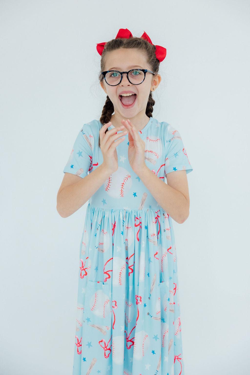 Mila & Rose ® Grand Slam Glam S/S Pocket Twirl Dress — detail close-up